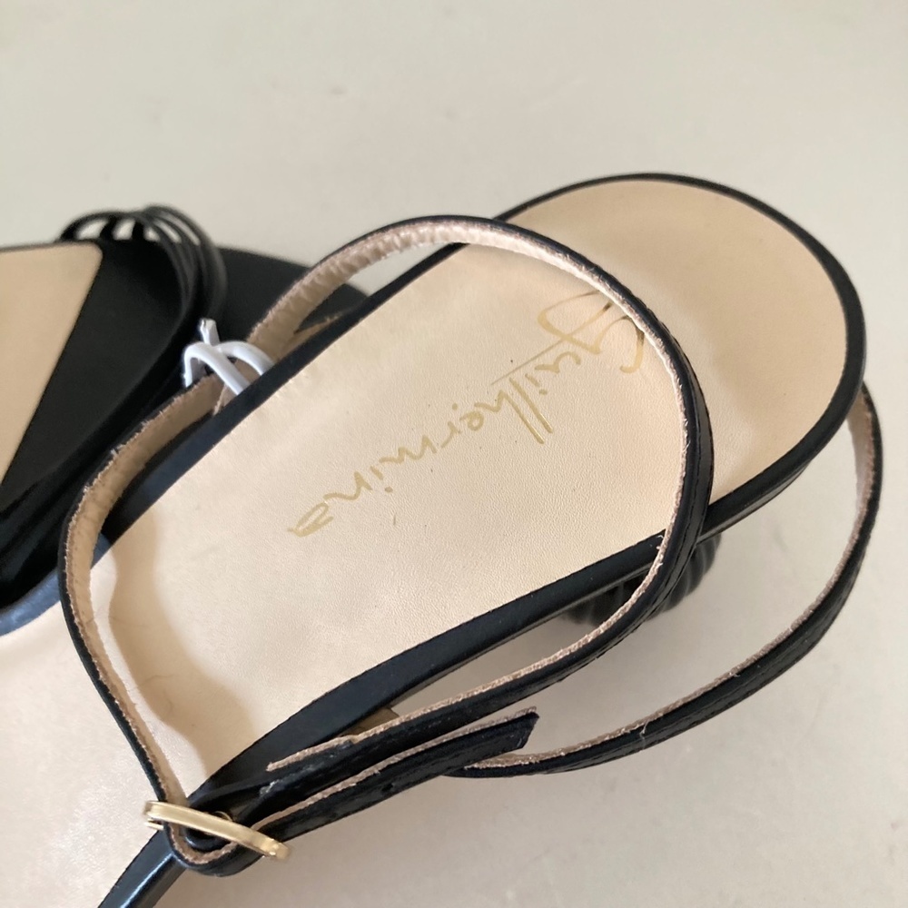 NWOT Guilhermina Anthropologie Sculptural Black Leather Heeled Sandals 9/40 - Picture 5 of 9